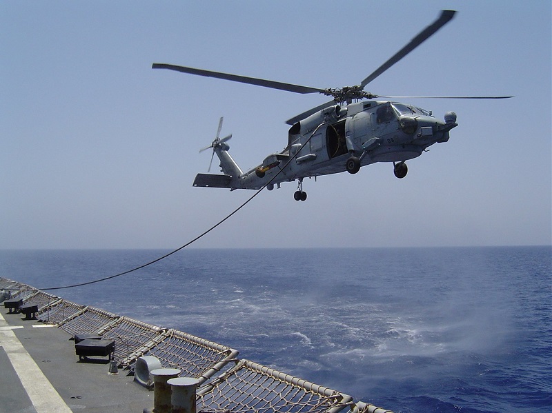SH-60B during HIFR (Helicopter In-Flight Refueling)