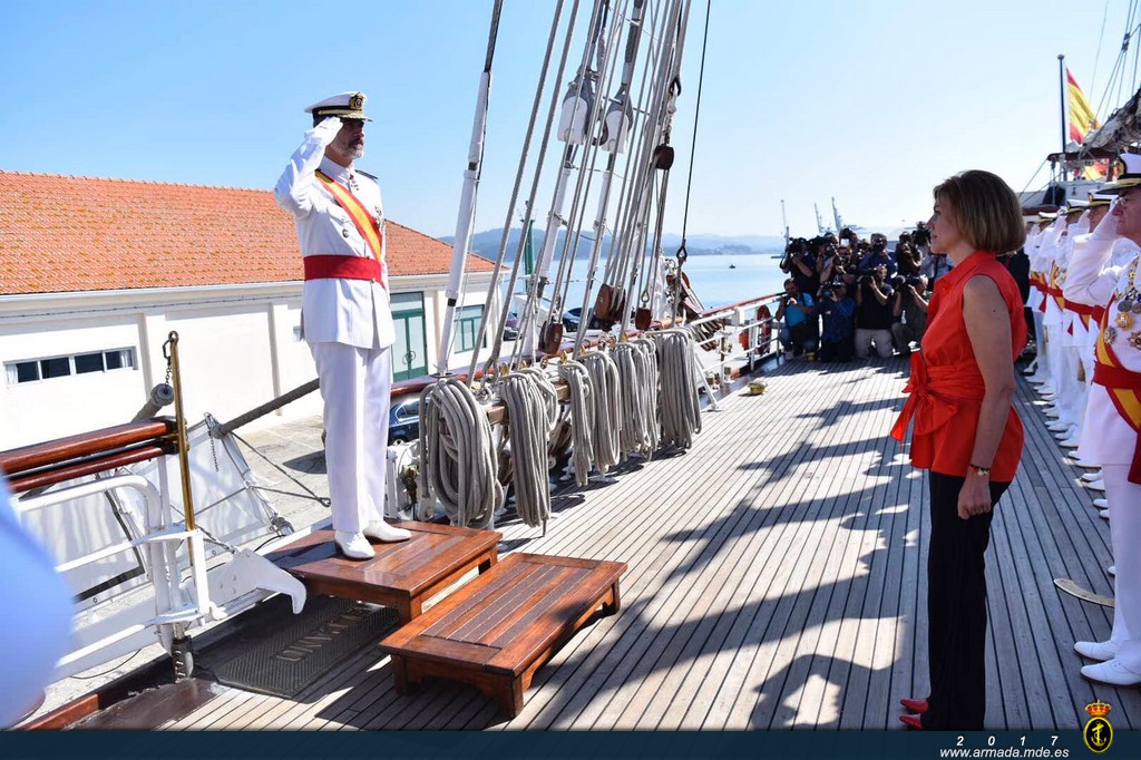 S.M. el Rey, a su llegada al J.S. de Elcano el pasado 16 de julio