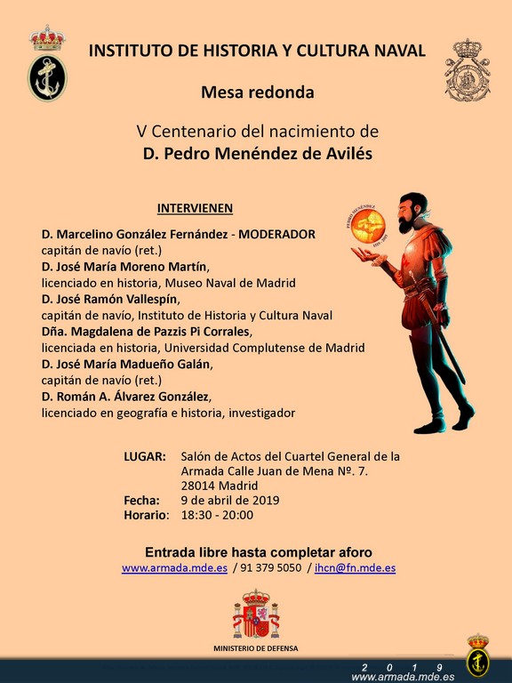 Mesa redonda V Centenario nacimiento de D. Pedro Menéndez de Aviles